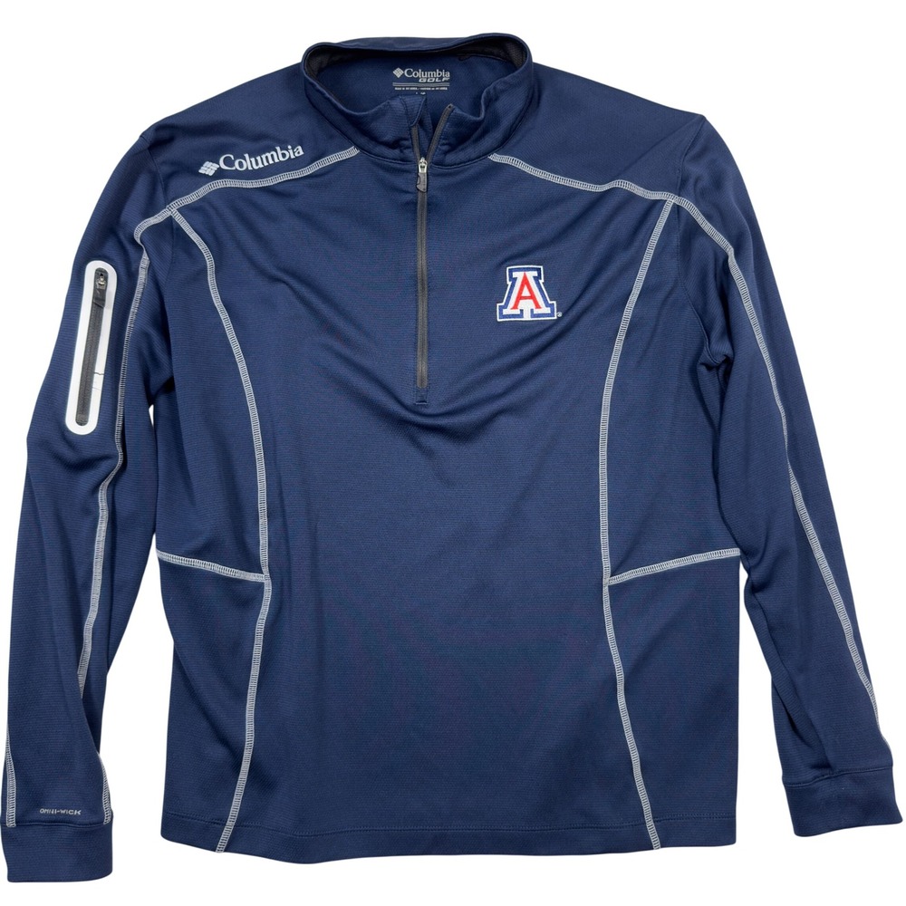 Columbia Men's Golf Pullover Size L Arizona Wildcats Omni-Wick Shotgun Navy Blue